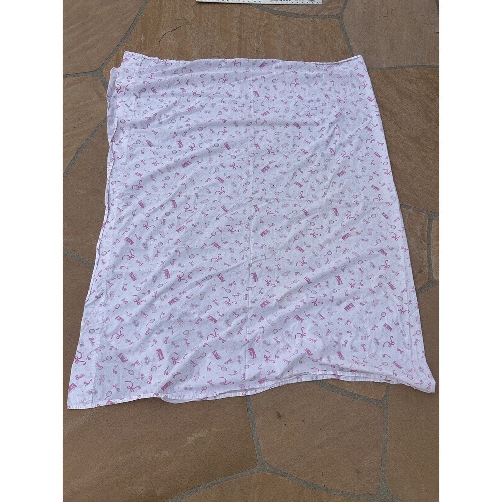 Pottery Barn Kids Barbie Sheet Twin Flat Cotton Pink White 07/2009